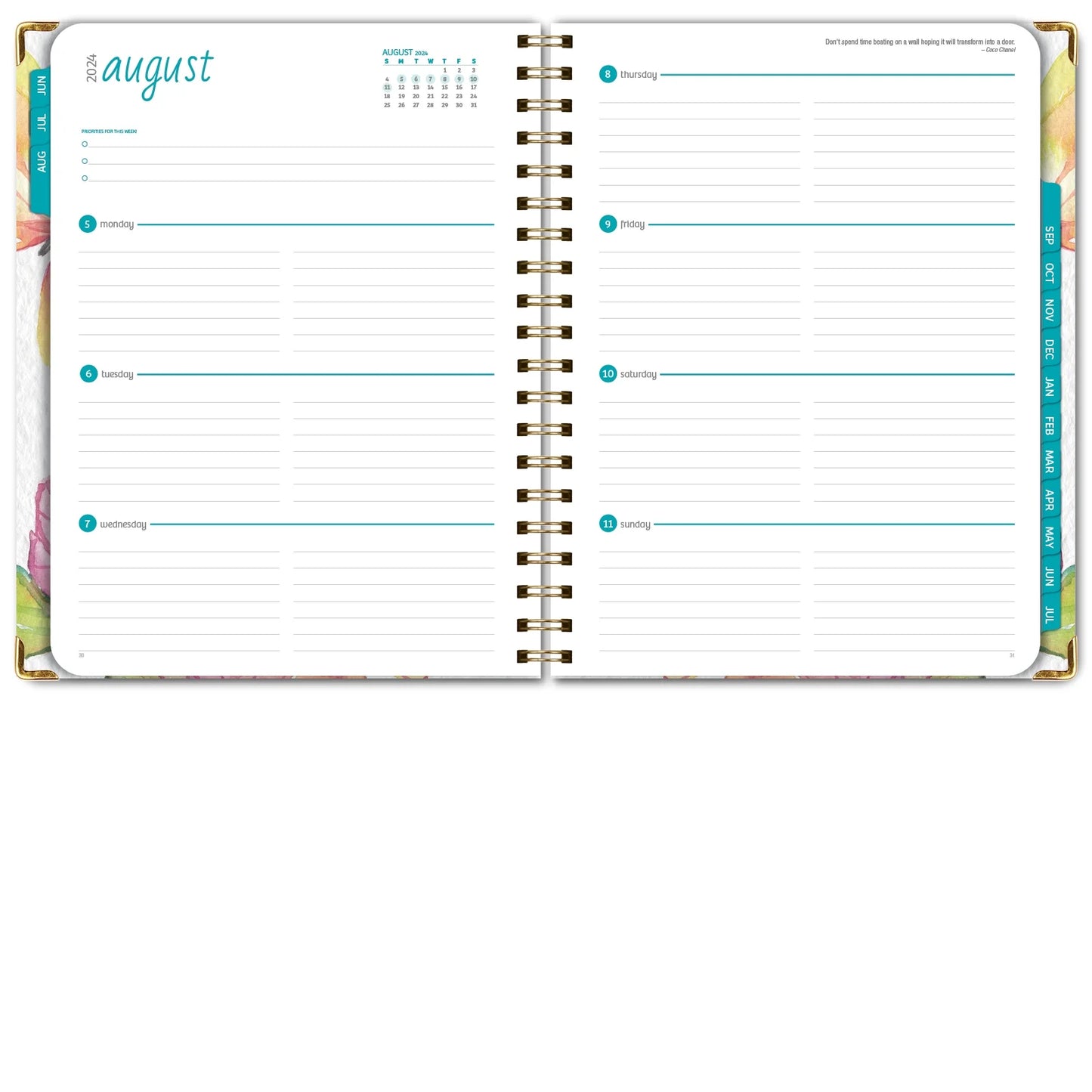 Hardcover Academic Year 2024-2025 Planner (June 2024 through July 2025) 8.5"X11", Large, Daily Weekly Monthly Planner Yearly Agenda. Bookmark, Pocket Folder and Sticky Note Set, Watercolor Butterflies